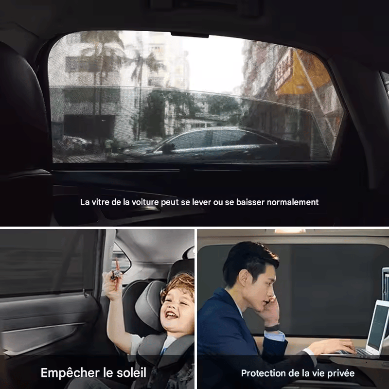 đ·ïž2PCS Pare-soleil Pliable en Maille pour Voiture et SUV â Protection UV, Isolant Thermique, Rideaux Extensibles pour Vitres LatĂ©rales