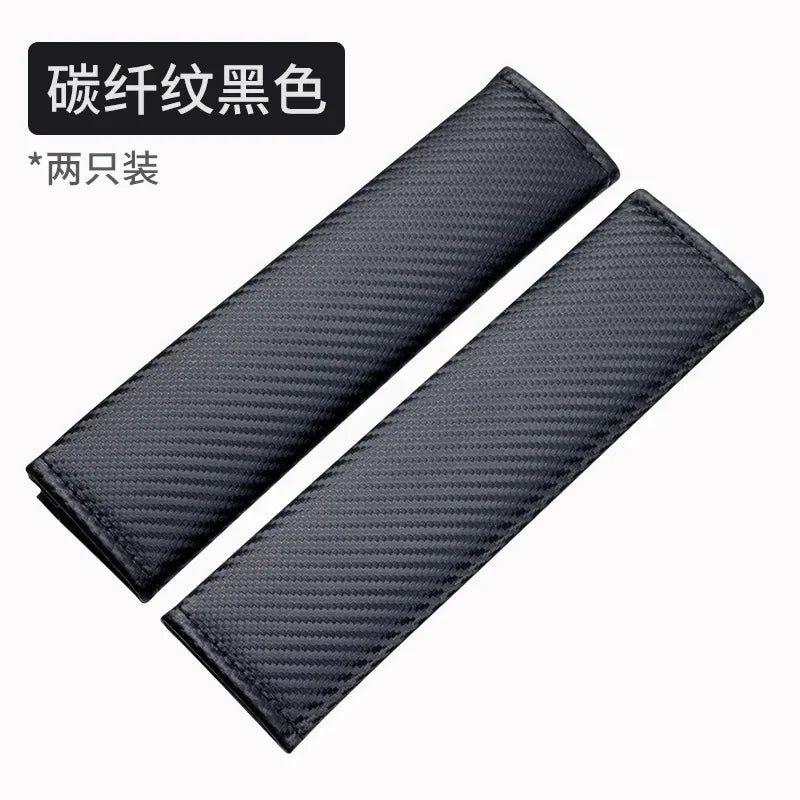 2Pcs Carbon Fiber Car Seat Belt PU Leather Safety Belt Shoulder Cover Breathable Protection Seat Belt Padding Pad Auto Interior