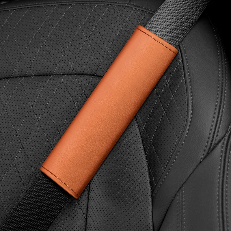 2pcs Wear and tear resistant leather car interior decoration supplies car seat belt cover decoration senior sense