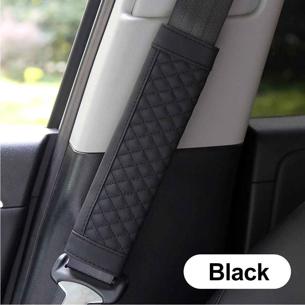 Car Safety Belt Shoulder Strap Cover Breathable PU Leather Seat Belt Padding Pad Protection Car Interior Accessories