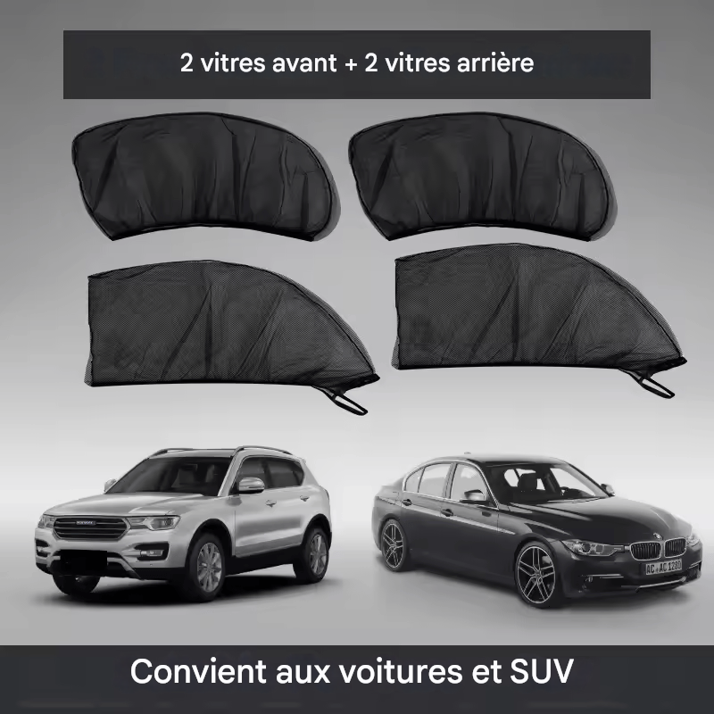 đ·ïž2PCS Pare-soleil Pliable en Maille pour Voiture et SUV â Protection UV, Isolant Thermique, Rideaux Extensibles pour Vitres LatĂ©rales