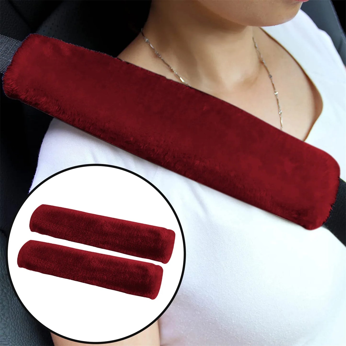 đ·ïžLot de 2 ProtĂšge-Ăpaules pour Ceinture de SĂ©curitĂ© â Coussins en Fausse Laine de Mouton, Ultra-Doux, Universels pour Voiture, Sac Ă Dos ou Valise