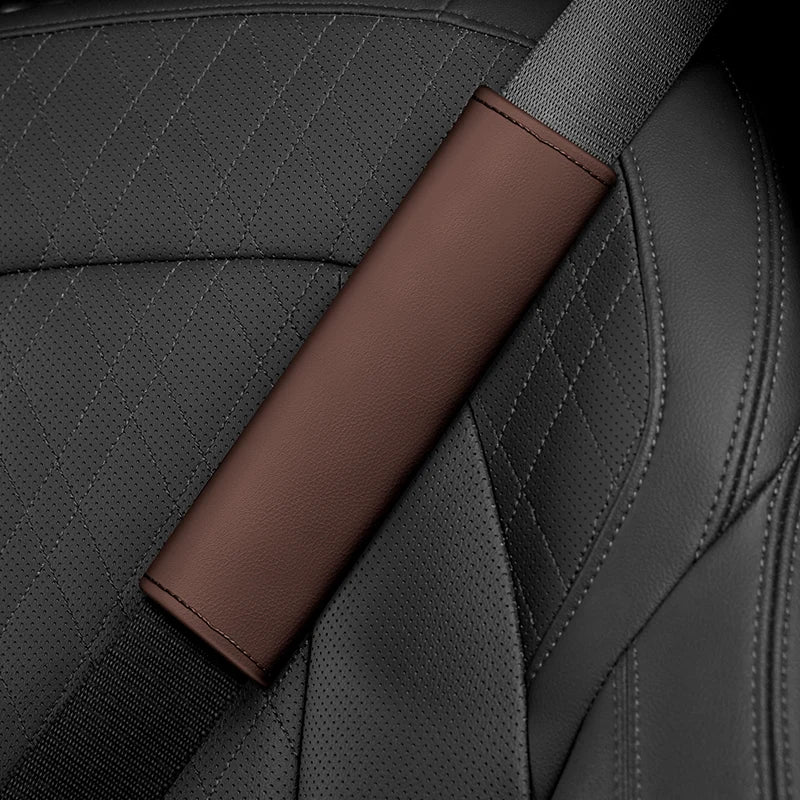 2pcs Wear and tear resistant leather car interior decoration supplies car seat belt cover decoration senior sense
