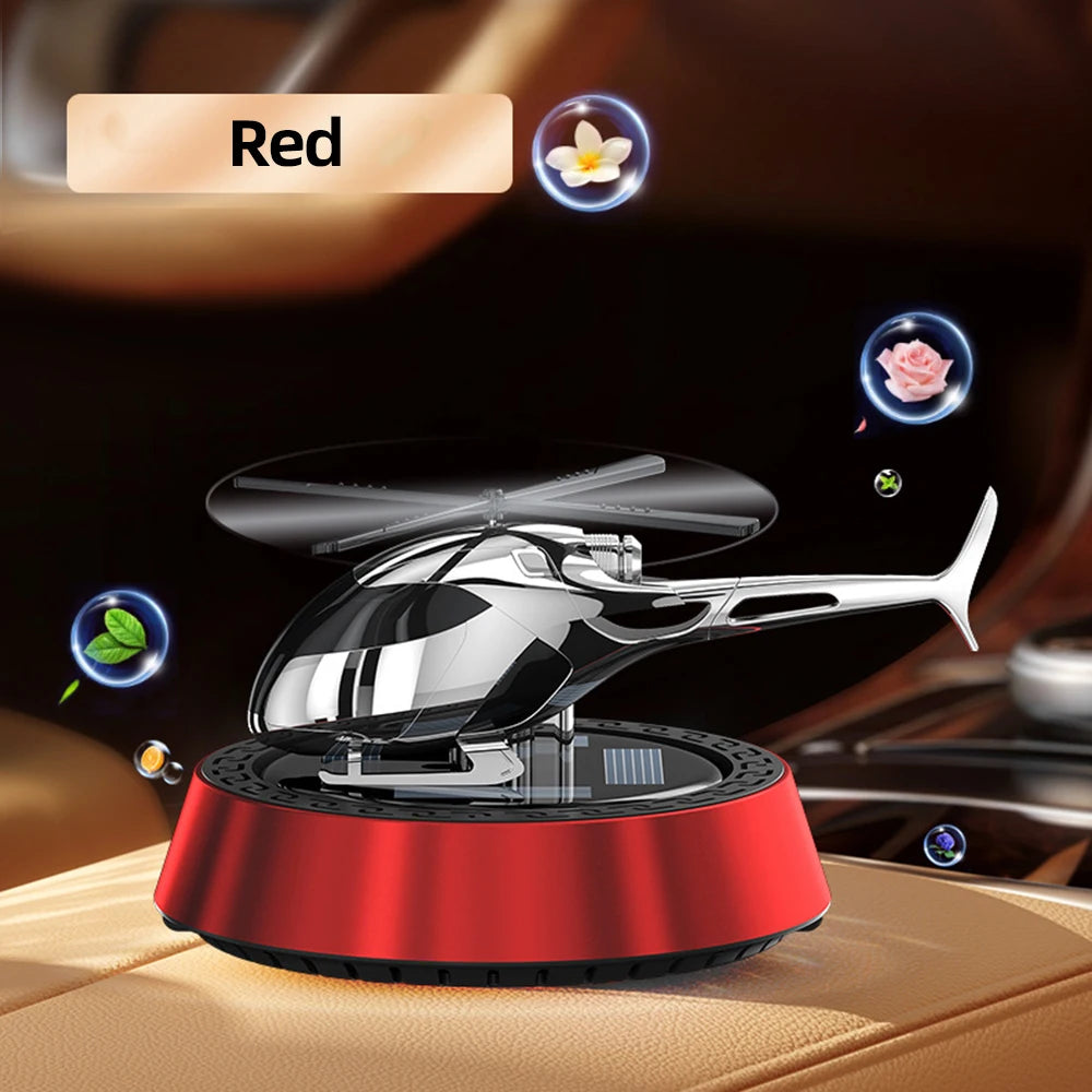 Solar Powered Rotation Helicopter Solar Aromatherapy Car Air Freshener Alloy+ABS Ornaments Fragrance Auto Aroma Diffuser
