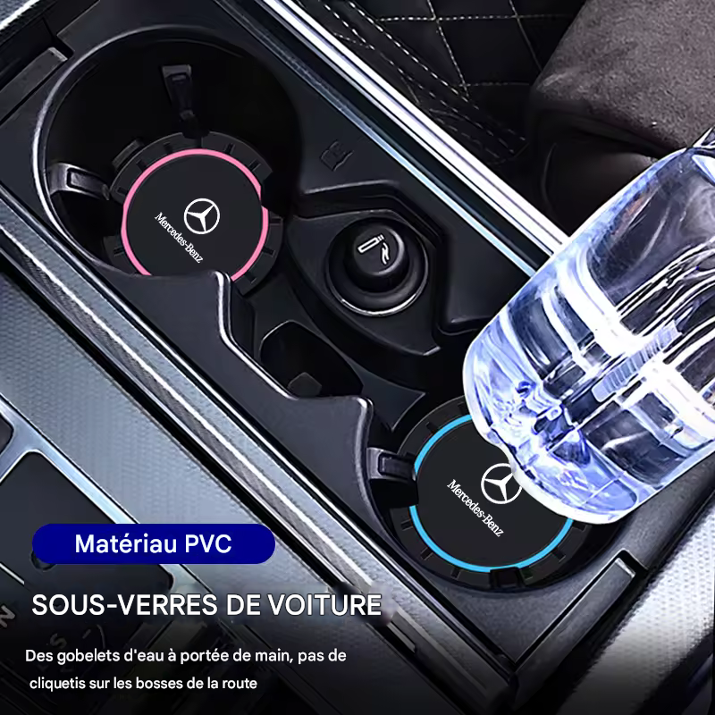 2Pcs Car Silicone Coaster Anti-Slip Water Cup Drink Mat For Mercedes Benz AMG W204 W203 W205 W211 W212 W213 W201 W210 W124 W126