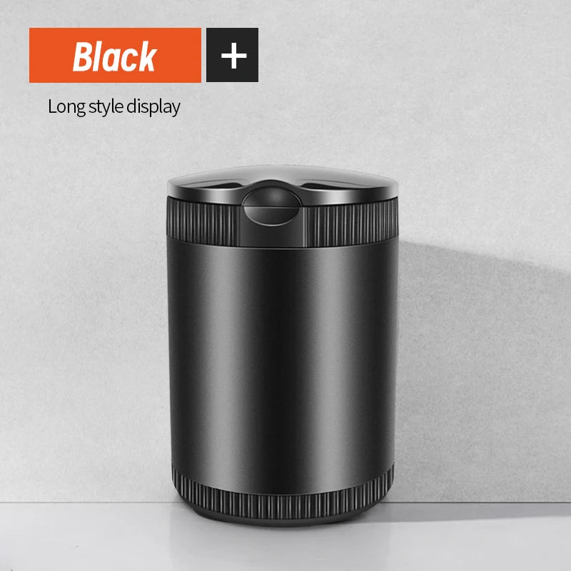 Metal Car Ashtray With Lid LED Light Portable Alloy Stainless Steel Inner Liner High Flame Retardant For Cigars And Cigarettes