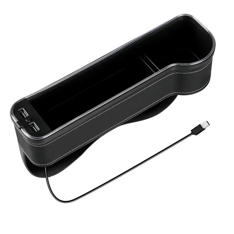 🏷️Boîte de Rangement pour Siège Auto avec Charge Rapide USB et Éclairage RGB 7 Couleurs – Organiseur Multifonction en Similicuir