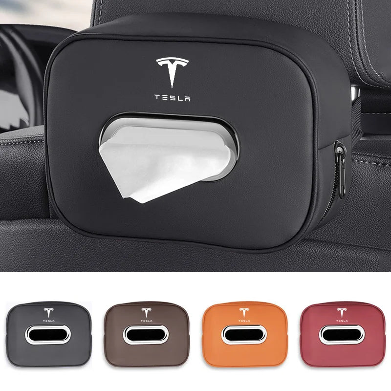 🏷️Sac de rangement pour mouchoirs de siège arrière de voiture, accessoires, organisateur de papier toilette pour Tesla Model 3, Model S, X, Model Y, Roadster, SpaceX