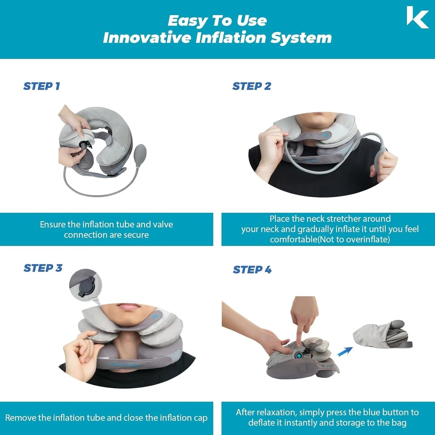 Neck Stretcher Neck Traction Device with Built-in Integrated Airbag Adjustable Cervical Traction Device for Neck Pain Relief