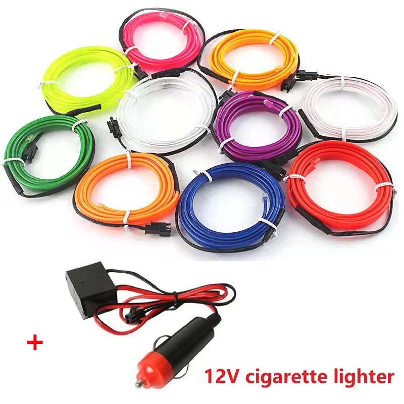 Hot Sale 1M/2M/3M/5M Car Interior Lighting LED Strip Decoration Garland Wire Rope Tube Line flexible Neon Light USB Cigar Drive