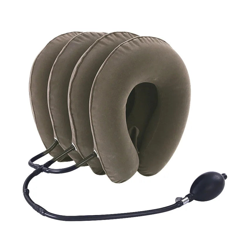 3/4 Layer Inflatable Air Cervical Neck Traction Device Soft Neck Collar Pillow Pain Stress Relief Neck Posture Stretching Brace