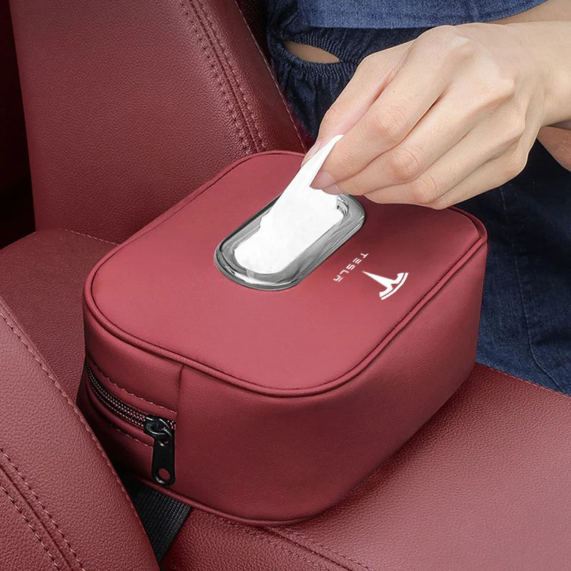 🏷️Sac de rangement pour mouchoirs de siège arrière de voiture, accessoires, organisateur de papier toilette pour Tesla Model 3, Model S, X, Model Y, Roadster, SpaceX