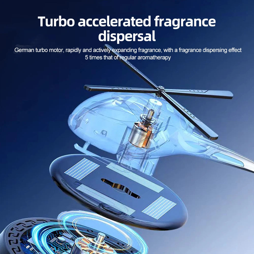 Solar Powered Rotation Helicopter Solar Aromatherapy Car Air Freshener Alloy+ABS Ornaments Fragrance Auto Aroma Diffuser