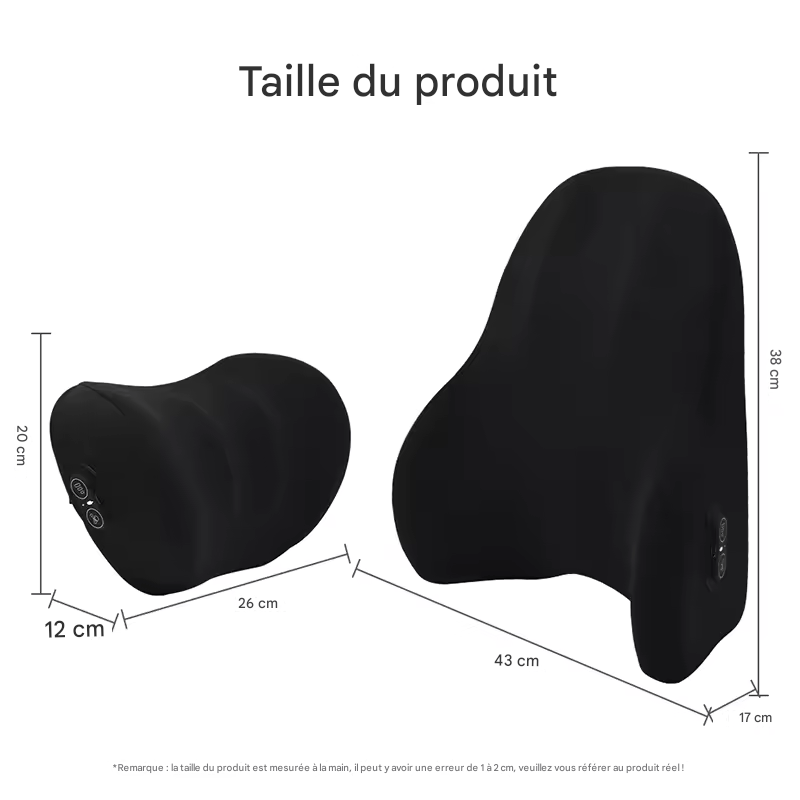 đ·ïžCoussin Massant Ălectrique Voiture â Appui-TĂȘte et Soutien Lombaire Vibrant pour SiĂšge Auto, LIVIAUTOLIFE