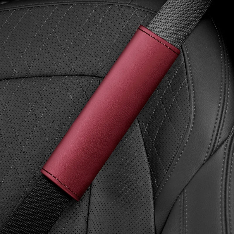 2pcs Wear and tear resistant leather car interior decoration supplies car seat belt cover decoration senior sense