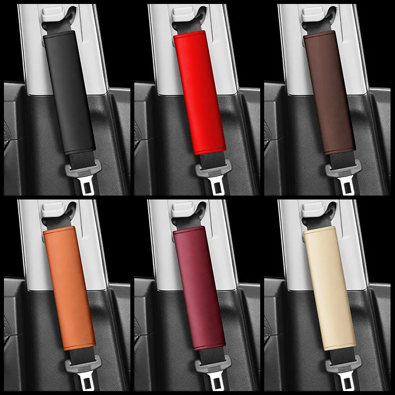 2pcs Wear and tear resistant leather car interior decoration supplies car seat belt cover decoration senior sense