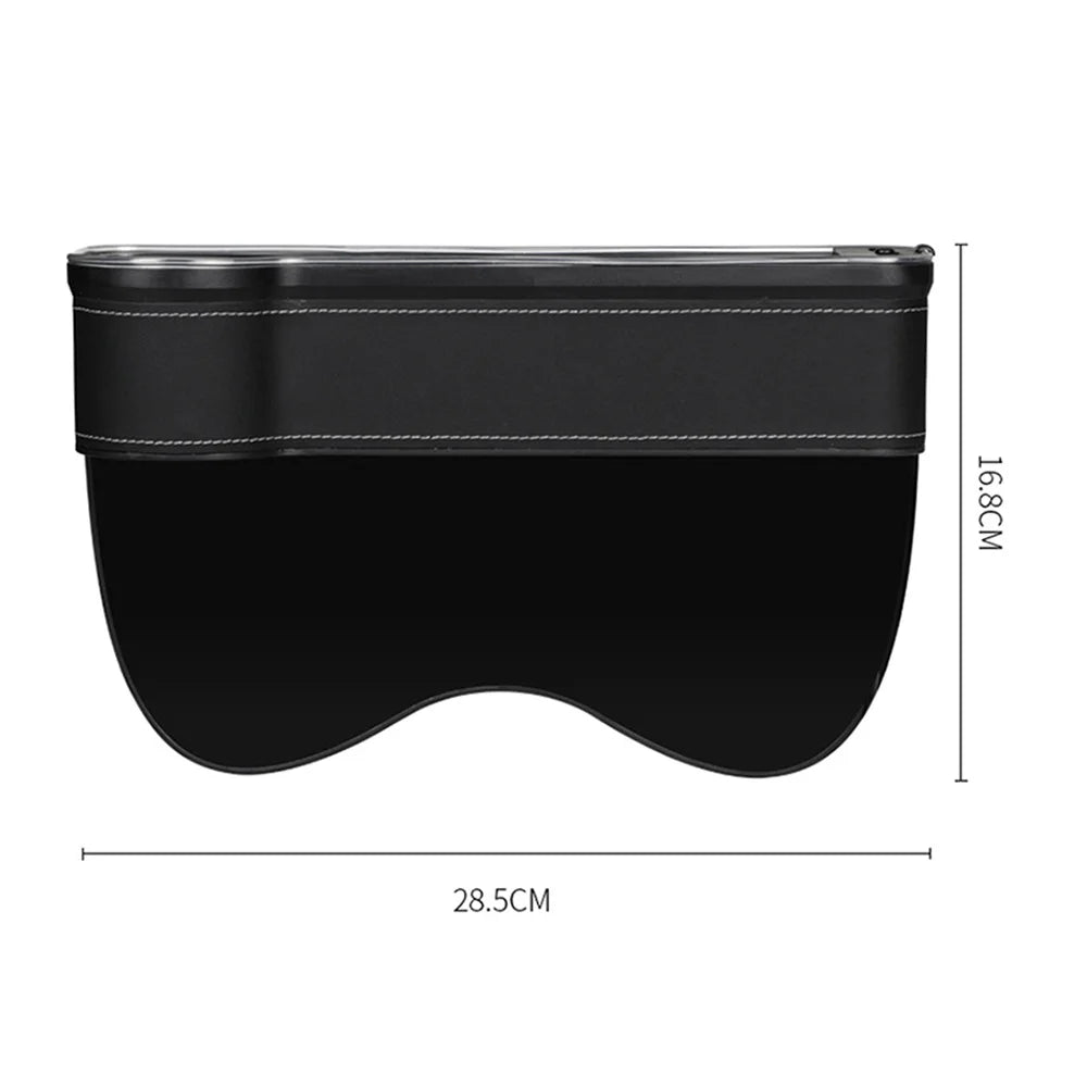 Organiseur de siège à fente pour véhicule, porte-cartes, téléphone, bouteille, gobelet, boîte de rangement pour voiture avec 2 chargeurs USB, LED colorée pour espace de siège