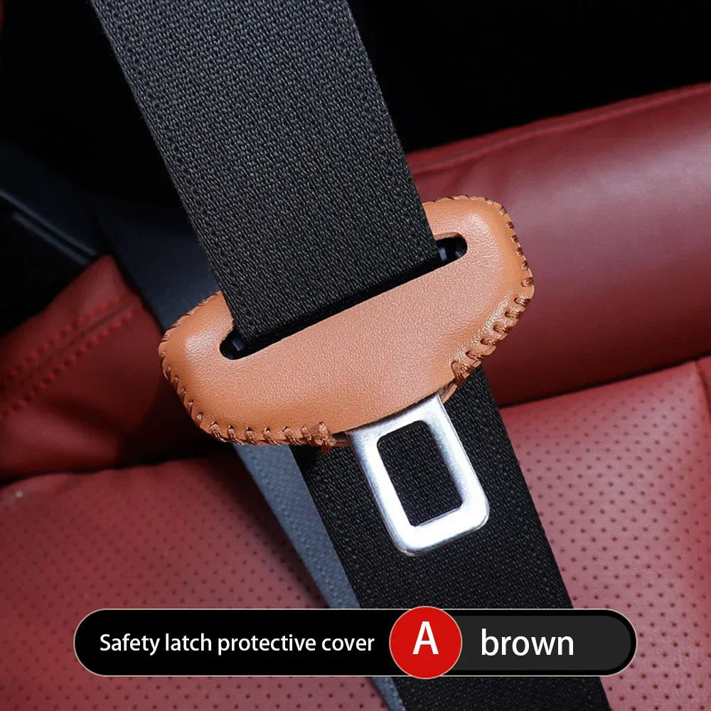 1PCS Universal Car Seat Belt Buckle Cover Protector Anti-collision Case PU Leather Protection Wear Car Interior Accessories