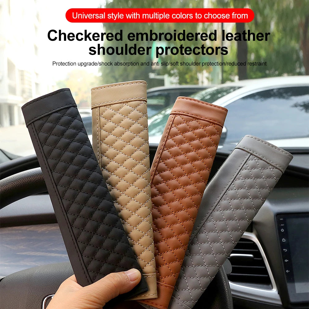 Car Safety Belt Shoulder Strap Cover Breathable PU Leather Seat Belt Padding Pad Protection Car Interior Accessories