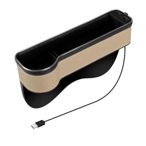 Organiseur de siège à fente pour véhicule, porte-cartes, téléphone, bouteille, gobelet, boîte de rangement pour voiture avec 2 chargeurs USB, LED colorée pour espace de siège