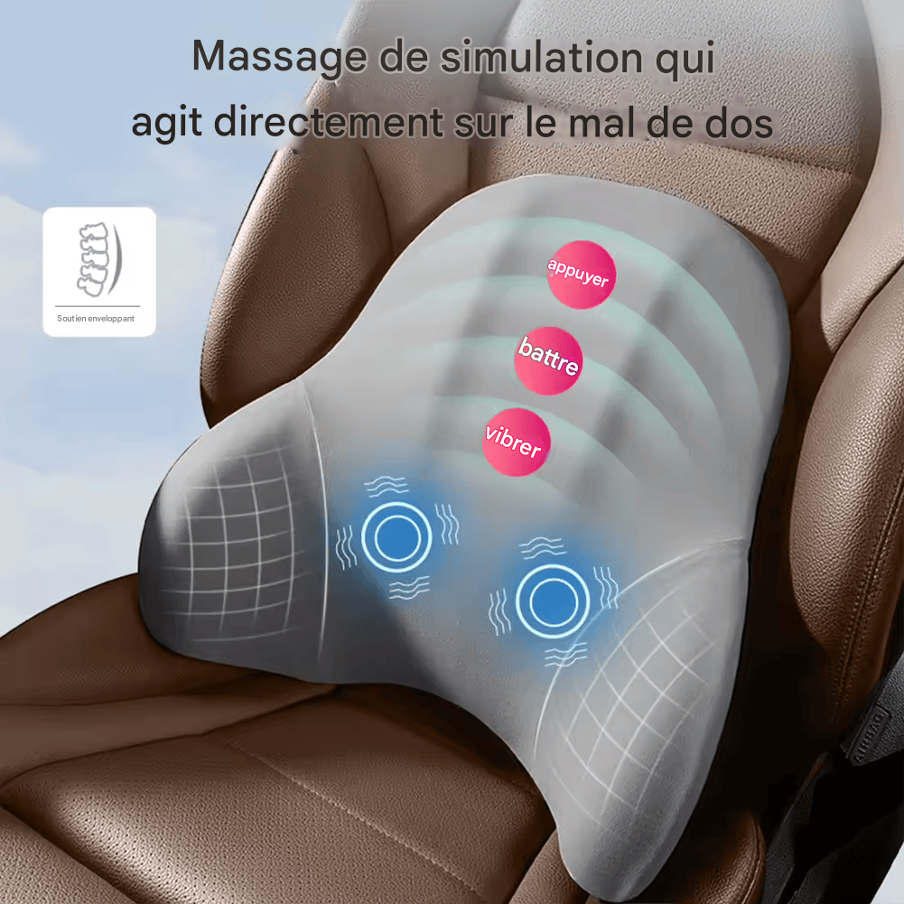 đ·ïžCoussin Massant Ălectrique Voiture â Appui-TĂȘte et Soutien Lombaire Vibrant pour SiĂšge Auto, LIVIAUTOLIFE