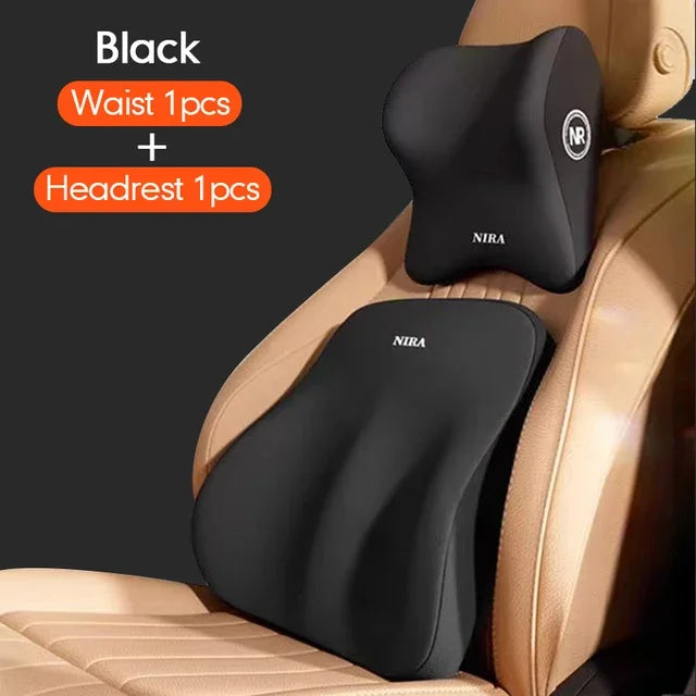 Car Memory Foam Headrest Set Car Neck Pillow Car Lumbar Waist Cushion Waist Support Car Seat Pillow Accessories Tools