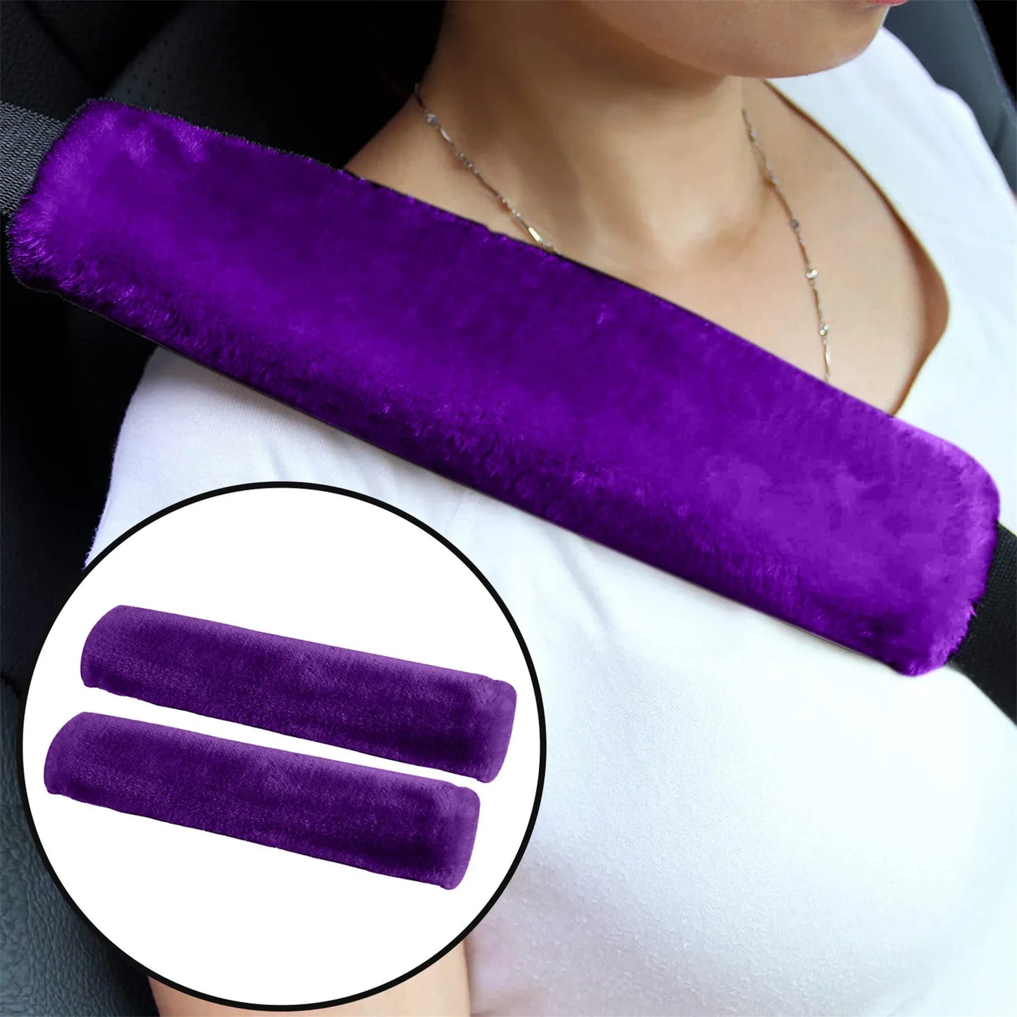 đ·ïžLot de 2 ProtĂšge-Ăpaules pour Ceinture de SĂ©curitĂ© â Coussins en Fausse Laine de Mouton, Ultra-Doux, Universels pour Voiture, Sac Ă Dos ou Valise