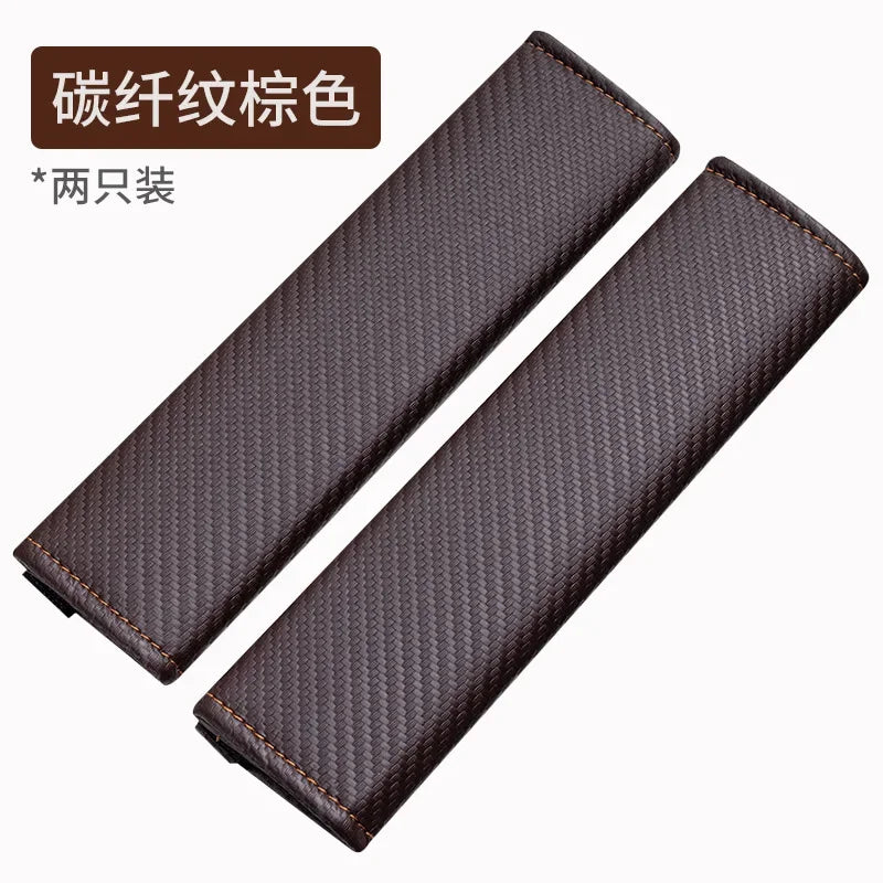 2Pcs Carbon Fiber Car Seat Belt PU Leather Safety Belt Shoulder Cover Breathable Protection Seat Belt Padding Pad Auto Interior