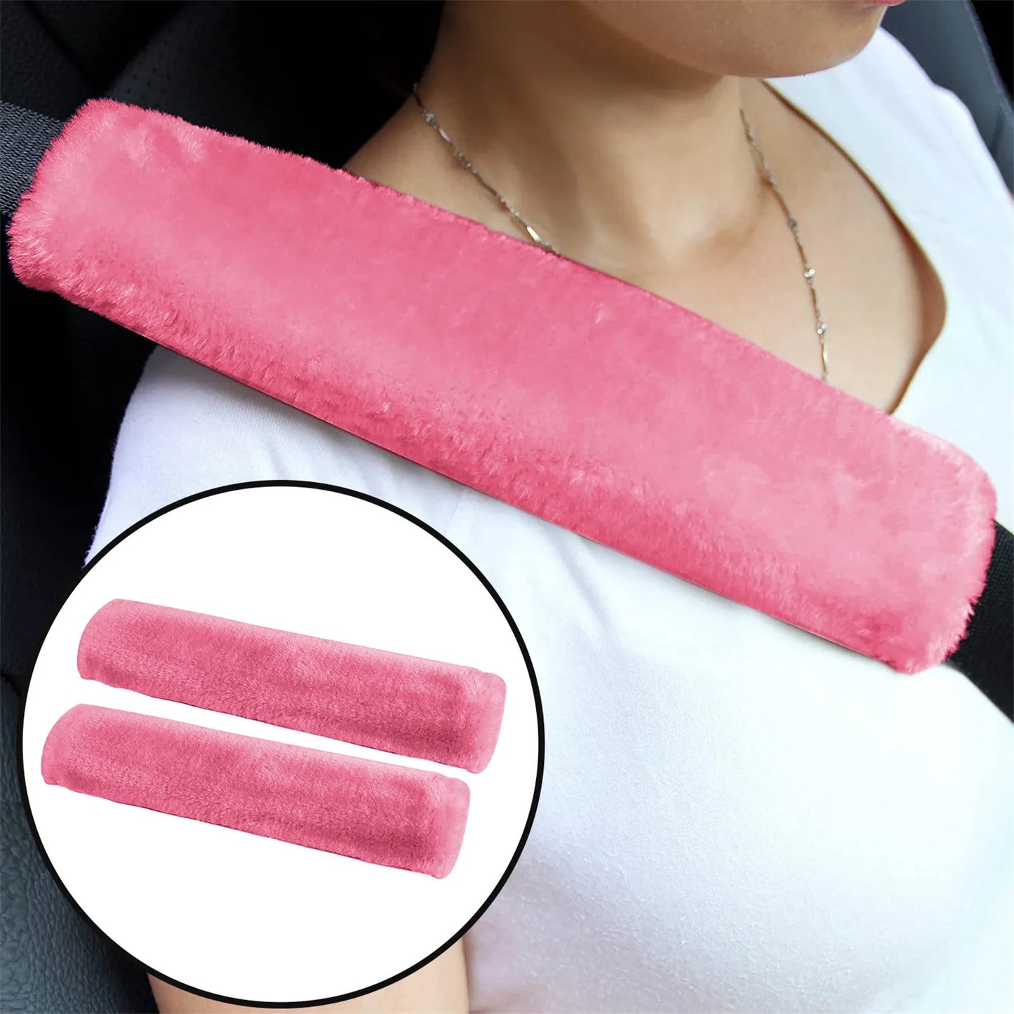 đ·ïžLot de 2 ProtĂšge-Ăpaules pour Ceinture de SĂ©curitĂ© â Coussins en Fausse Laine de Mouton, Ultra-Doux, Universels pour Voiture, Sac Ă Dos ou Valise