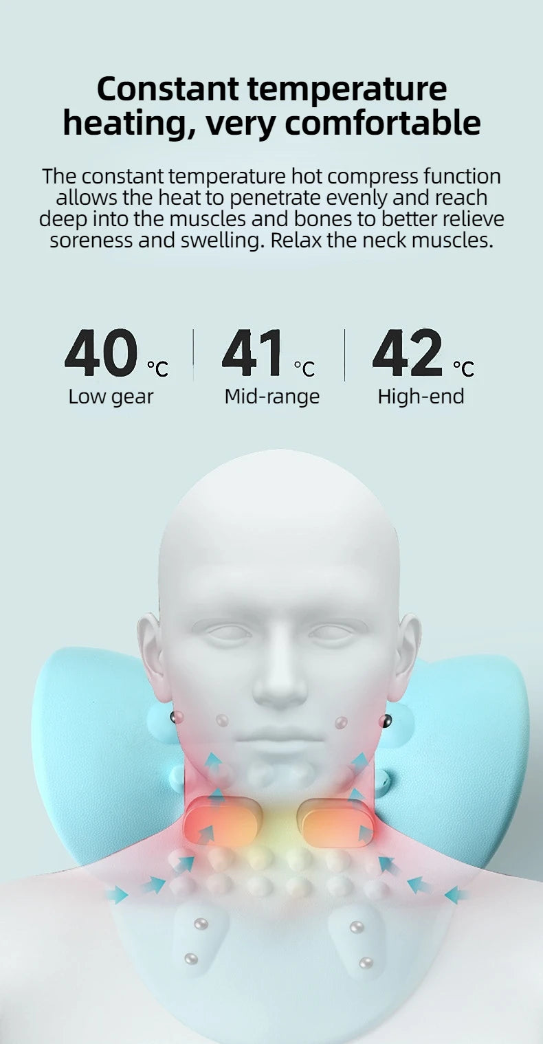 Electric Neck Stretcher Pulse Cervical Traction Relax Heating Cervical Chiropractic Traction Pillow Neck Head Acupoint Massage