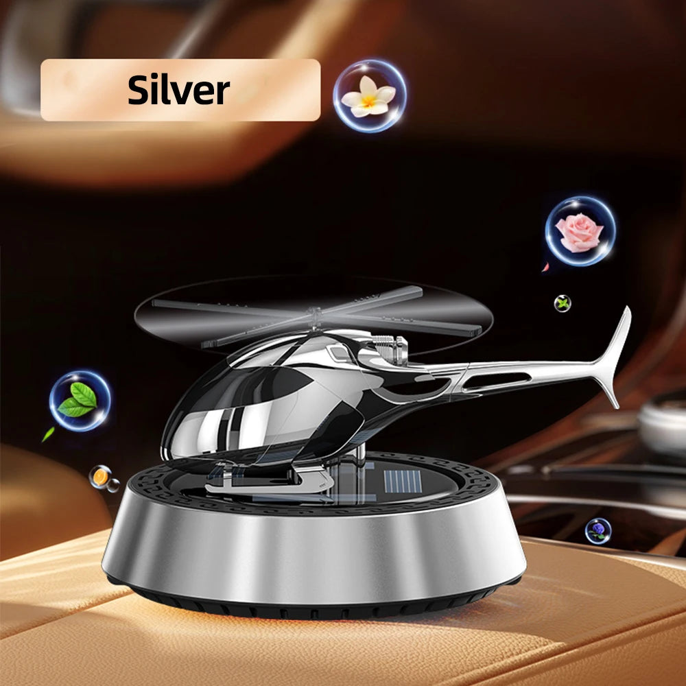 Solar Powered Rotation Helicopter Solar Aromatherapy Car Air Freshener Alloy+ABS Ornaments Fragrance Auto Aroma Diffuser