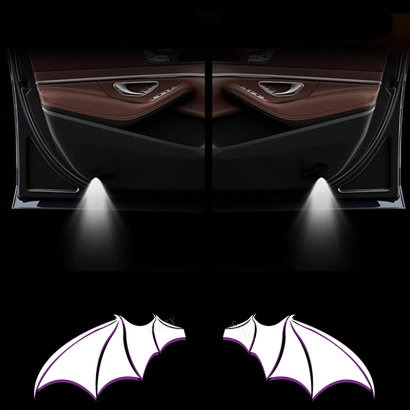 2Pcs Car Angel Wings Wireless Auto Door Welcome Courtesy Shadow Projector Lamp LED Light Accessories Universal Vehicle Models
