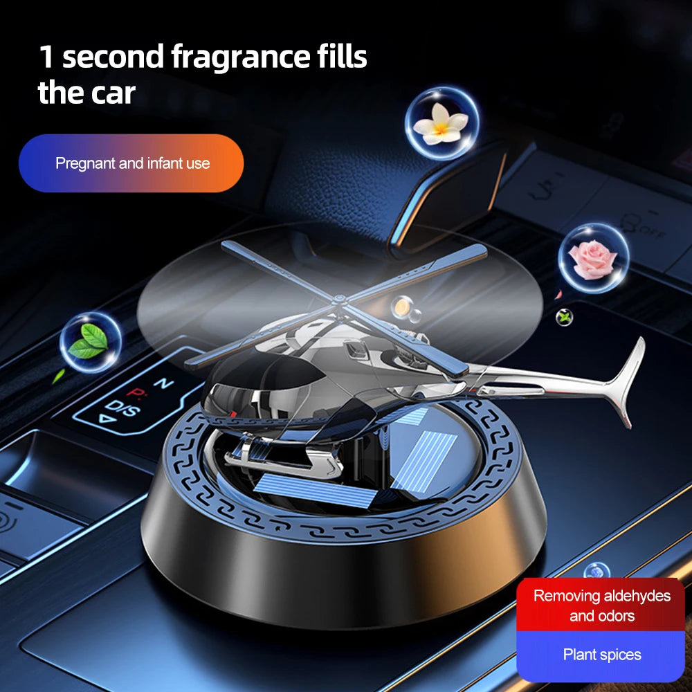 Solar Powered Rotation Helicopter Solar Aromatherapy Car Air Freshener Alloy+ABS Ornaments Fragrance Auto Aroma Diffuser