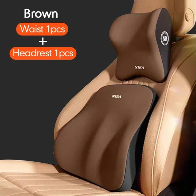 Car Memory Foam Headrest Set Car Neck Pillow Car Lumbar Waist Cushion Waist Support Car Seat Pillow Accessories Tools