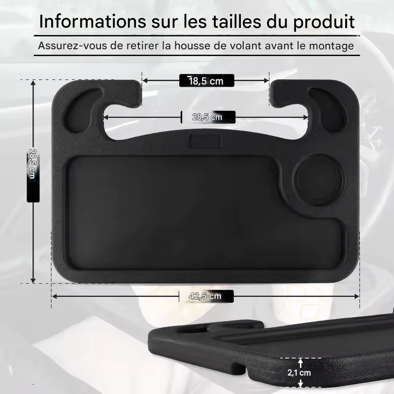 đ·ïžTablette de Voiture Multifonction â Plateau de Volant pour Ordinateur Portable, Repas ou Boisson, Support Portable pour Voiture