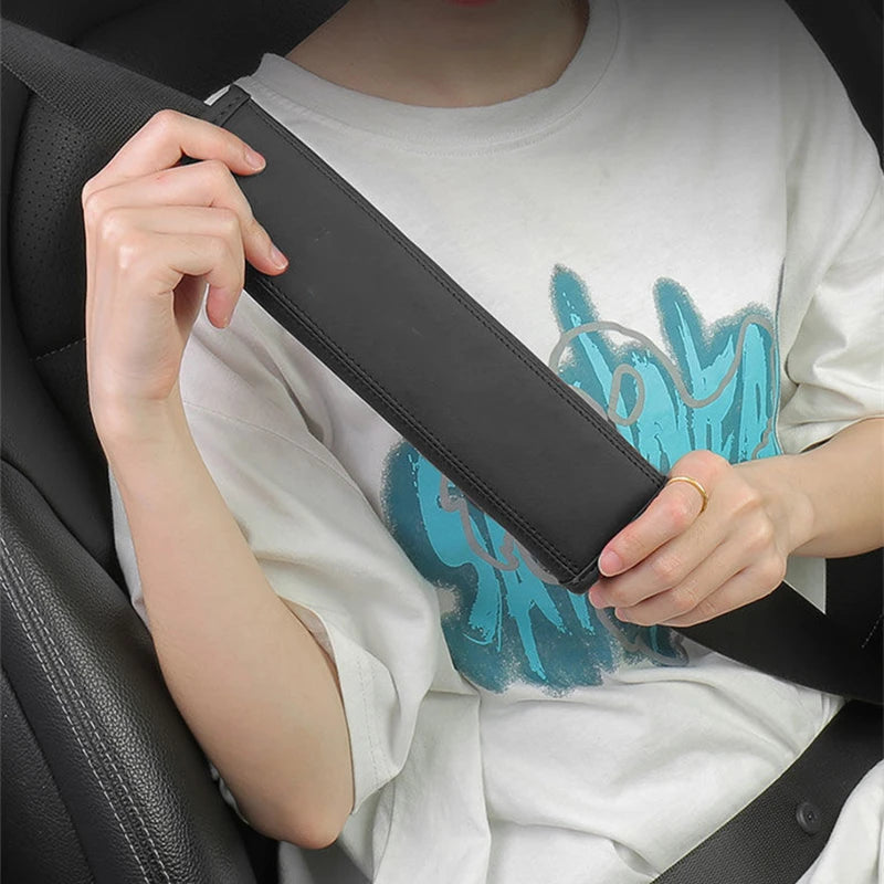 Car Seat Belt Cover PU Leather Sewing Auto Safety Belt Shoulder Pad Breathable Protection Seat Belt Padding Interior Accessories