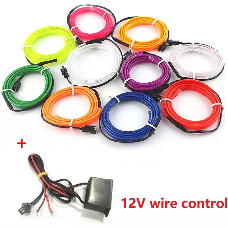 Hot Sale 1M/2M/3M/5M Car Interior Lighting LED Strip Decoration Garland Wire Rope Tube Line flexible Neon Light USB Cigar Drive