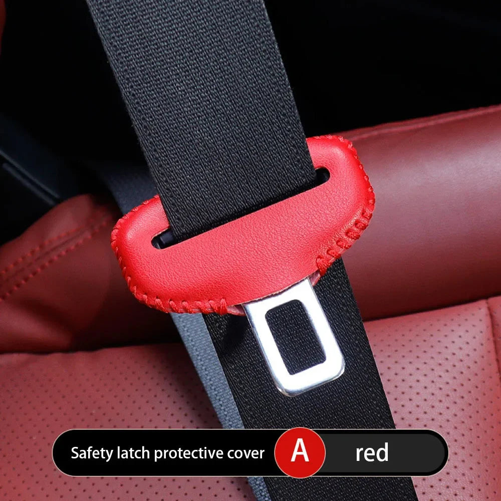 1PCS Universal Car Seat Belt Buckle Cover Protector Anti-collision Case PU Leather Protection Wear Car Interior Accessories