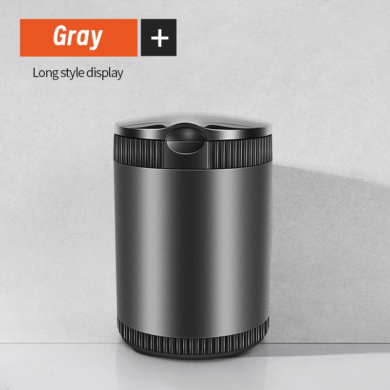 Metal Car Ashtray With Lid LED Light Portable Alloy Stainless Steel Inner Liner High Flame Retardant For Cigars And Cigarettes