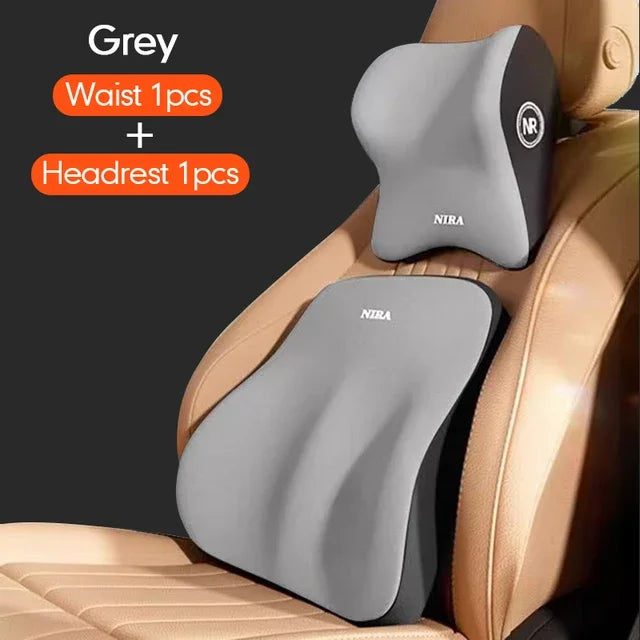 Car Memory Foam Headrest Set Car Neck Pillow Car Lumbar Waist Cushion Waist Support Car Seat Pillow Accessories Tools