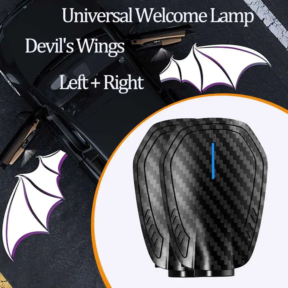 2pcs Angel Wings Devil's Rechargeable Led Car By Laser Projector Wireless Courtesy Lamp For Lacetti