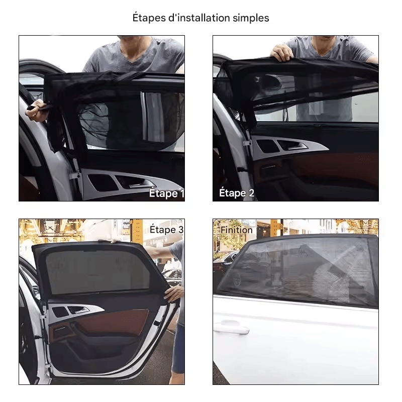 đ·ïž2PCS Pare-soleil Pliable en Maille pour Voiture et SUV â Protection UV, Isolant Thermique, Rideaux Extensibles pour Vitres LatĂ©rales