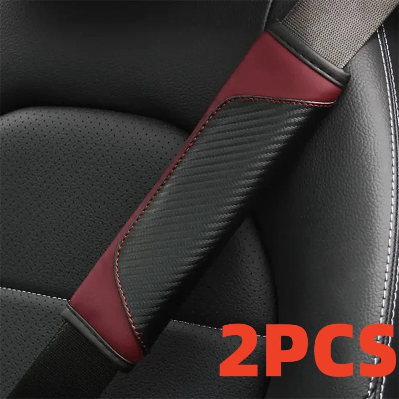 🏷️Protège-ceinture en cuir PU carbone – 1 ou 2 pièces | Rembourrage confort antidérapant pour ceinture de sécurité | WUINMG