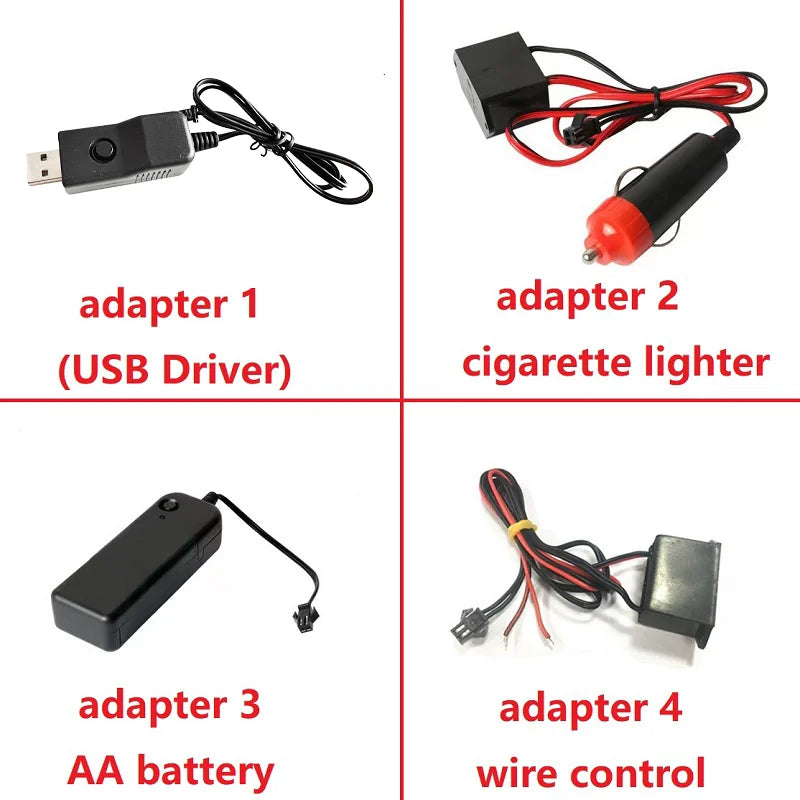Hot Sale 1M/2M/3M/5M Car Interior Lighting LED Strip Decoration Garland Wire Rope Tube Line flexible Neon Light USB Cigar Drive