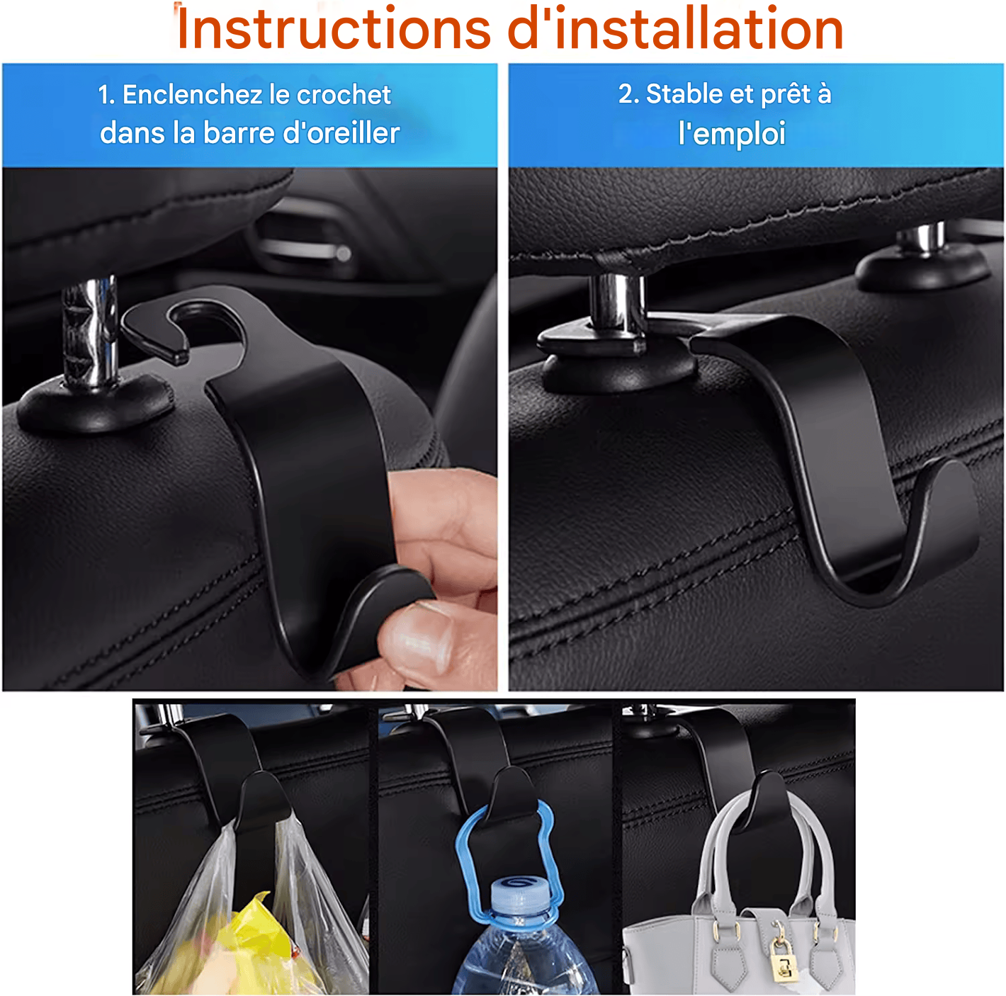🏷️Lot de 2 Organisateur Multifonction en Cuir pour Espace entre les Sièges – Rangement de Voiture Élégant et Pratique