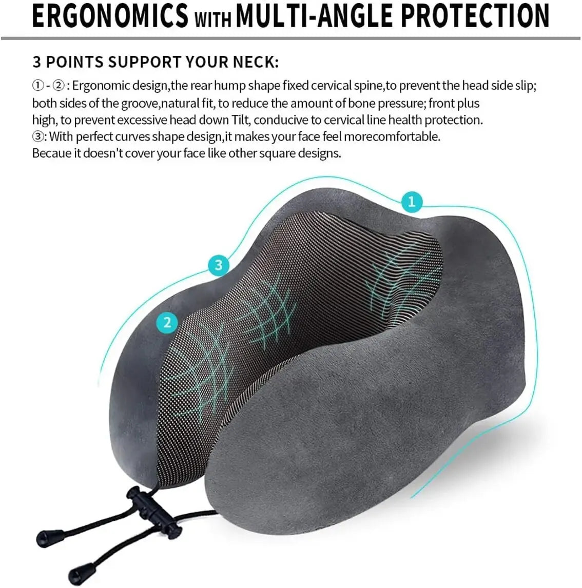 Travel Pillow, Best Memory Foam Neck Pillow Head Support Soft Pillow for Sleeping Rest, Airplane Car & Home Use