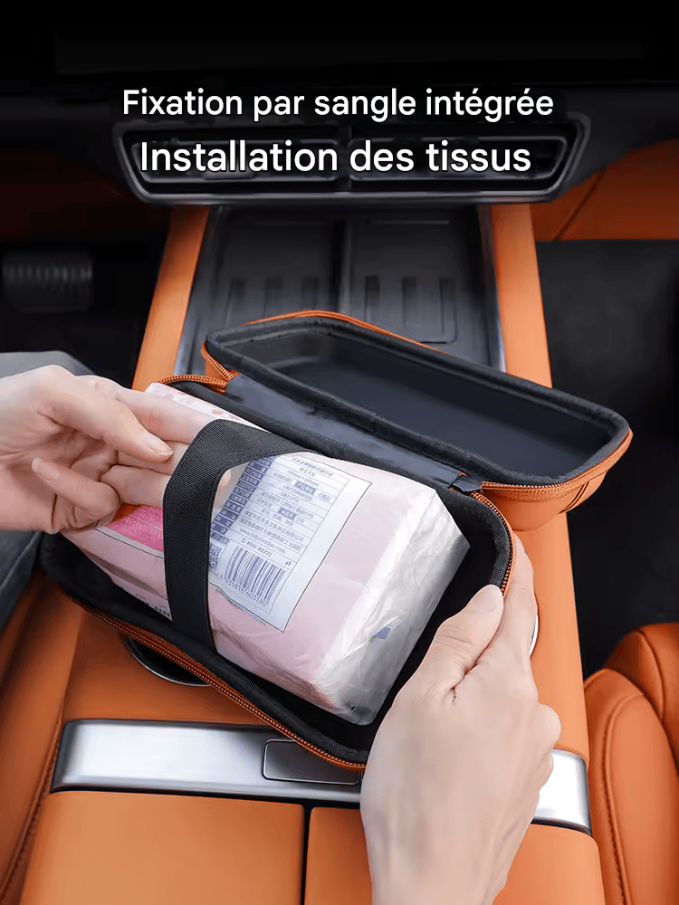 🏷️Boîte à Mouchoirs Haut de Gamme pour Voiture – À Fixer sur Pare-Soleil, Dossier ou Accoudoir – Élégante et Pratique