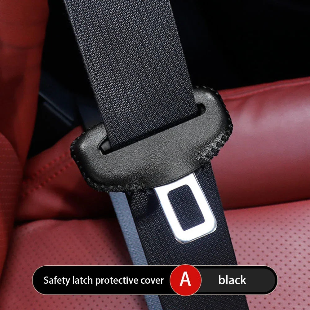 1PCS Universal Car Seat Belt Buckle Cover Protector Anti-collision Case PU Leather Protection Wear Car Interior Accessories
