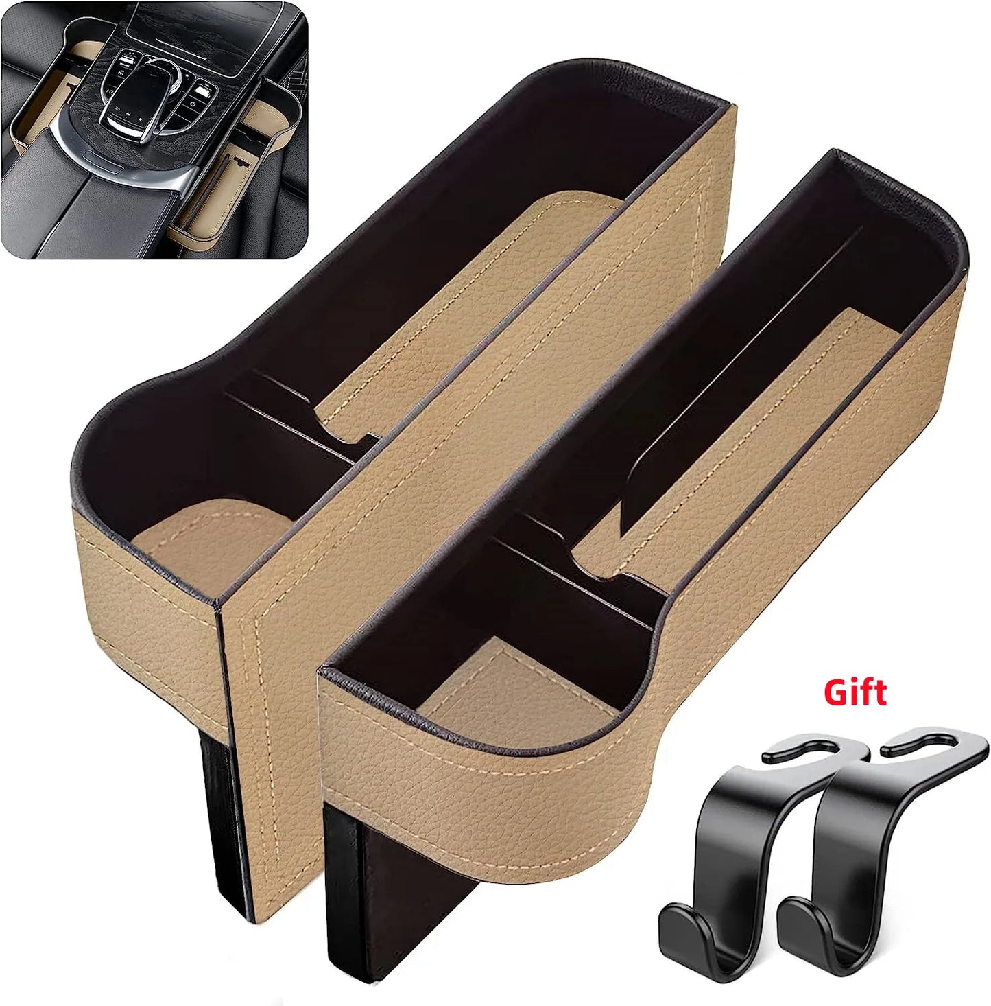 🏷️Lot de 2 Organisateur Multifonction en Cuir pour Espace entre les Sièges – Rangement de Voiture Élégant et Pratique