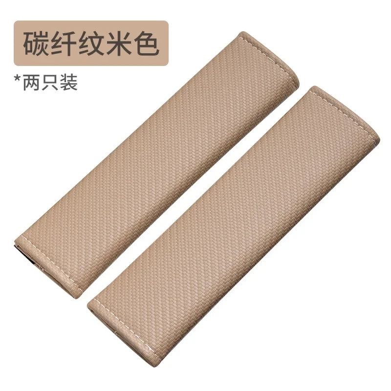 2Pcs Carbon Fiber Car Seat Belt PU Leather Safety Belt Shoulder Cover Breathable Protection Seat Belt Padding Pad Auto Interior